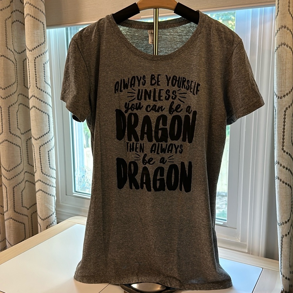 Airwaves Grey Heather Always Be Yourself Unless You Can Be a Dragon T-Shirt L